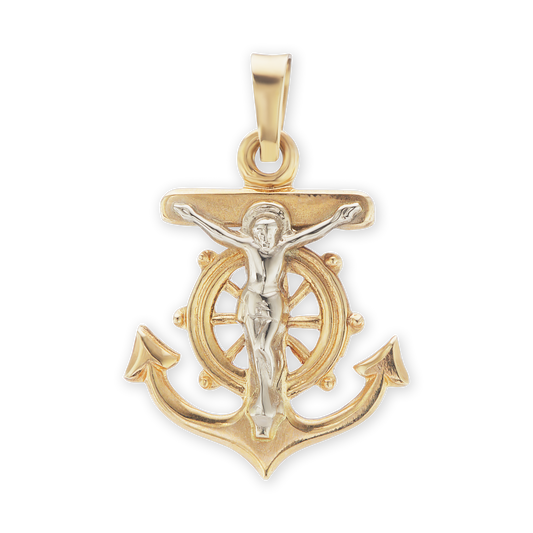 Mariner Anchor Crucifix and Cross Pendant in Sterling Silver