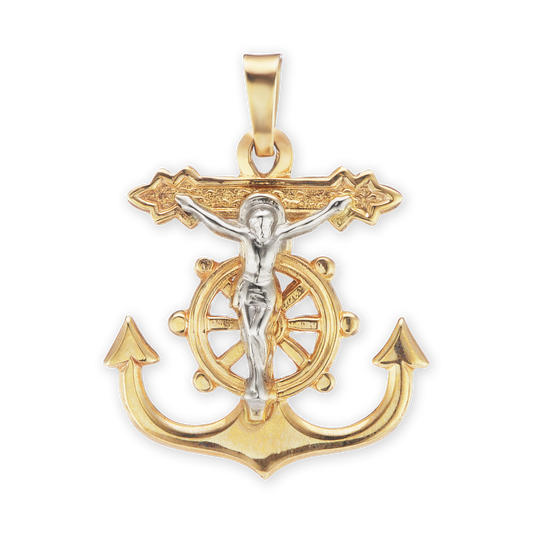 Mariner Anchor Crucifix and Cross Pendant in Sterling Silver