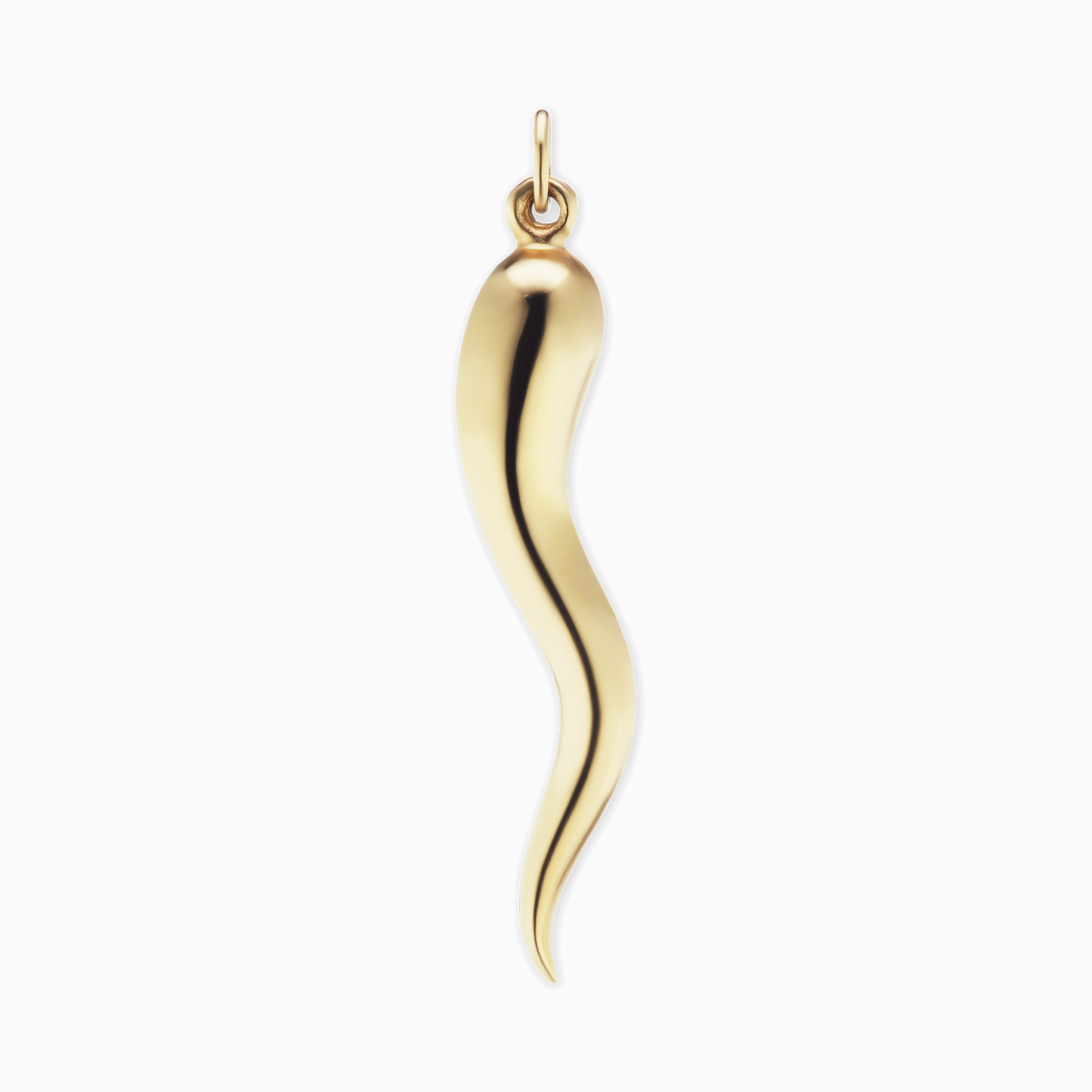 Lucky Italian Horn Amulet - Solid in 14K Yellow Gold