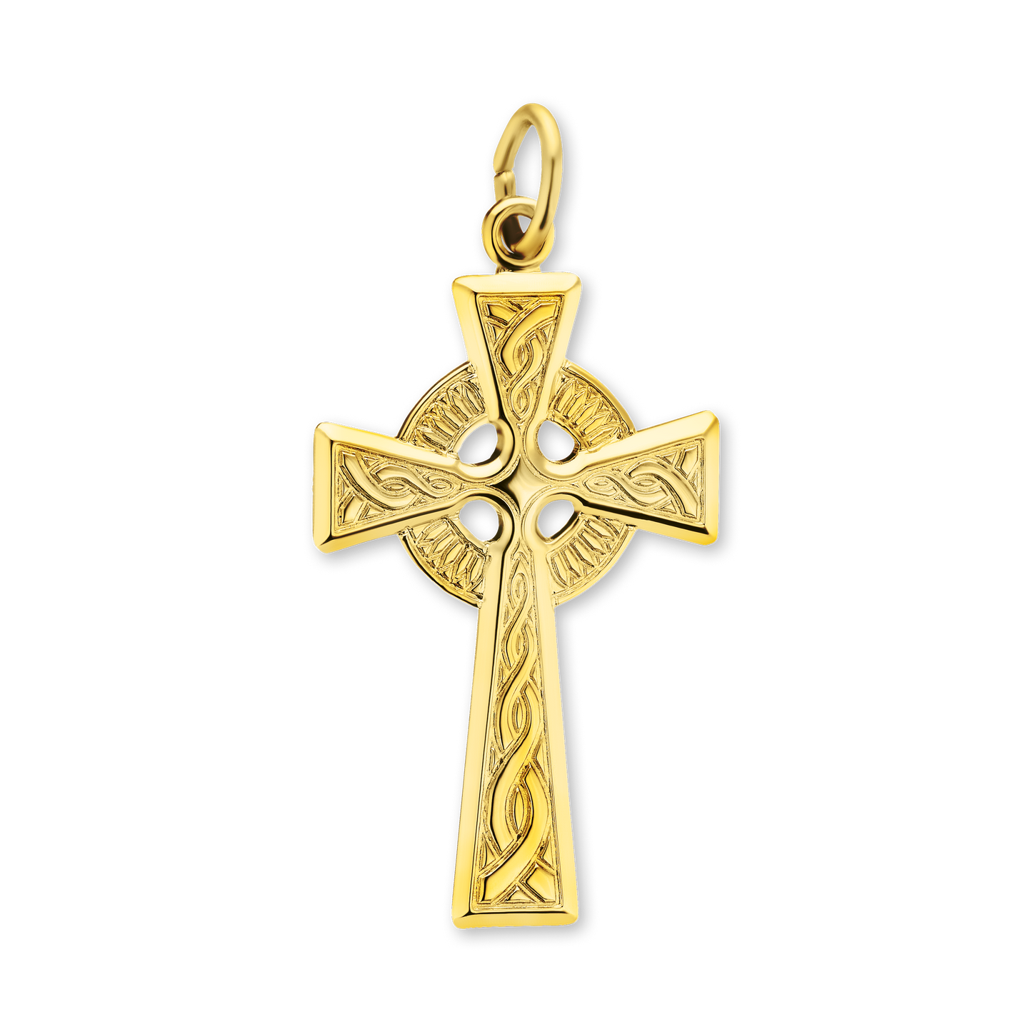 Traditional Celtic Cross Pendant in 14K Yellow Gold