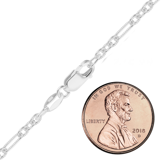 Figaro-Kabelkette mit Struktur aus Sterlingsilber