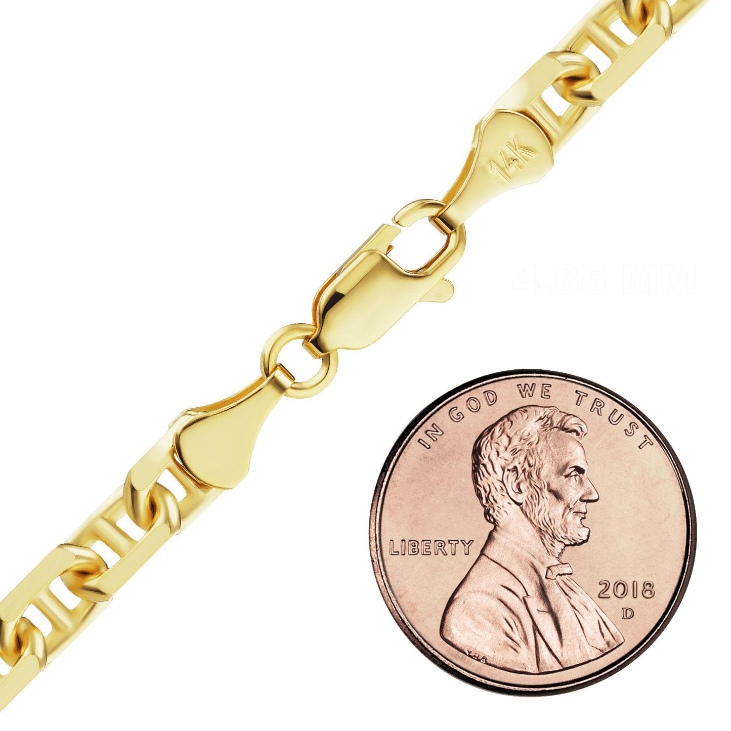 Anchor Mariner Cable Anklet in 14K Yellow Gold