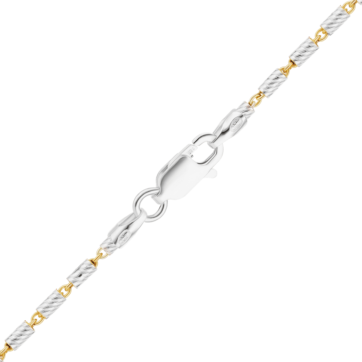 Bar Cable Necklace in Sterling Silver - 18K Yellow Gold Finish