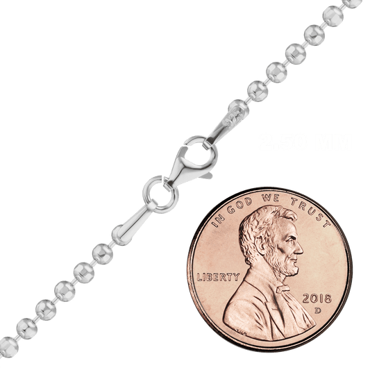 Diamond Cut Round Bead Anklet in Sterling Silver