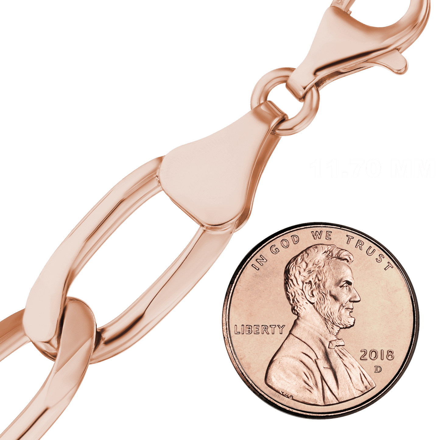 Längliches Panzerfußkettchen aus Sterlingsilber mit 18-karätiger Roségold-Veredelung