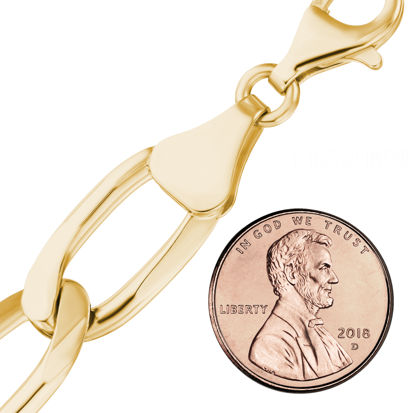 Elongated Curb Necklace in Sterling Silver - 18K Yellow Gold Finish