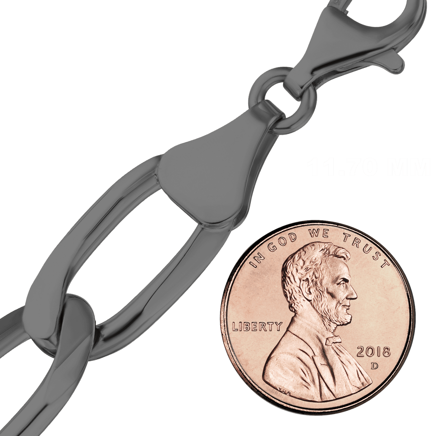 Längliche Panzerkette aus Sterlingsilber - Schwarzrhodium