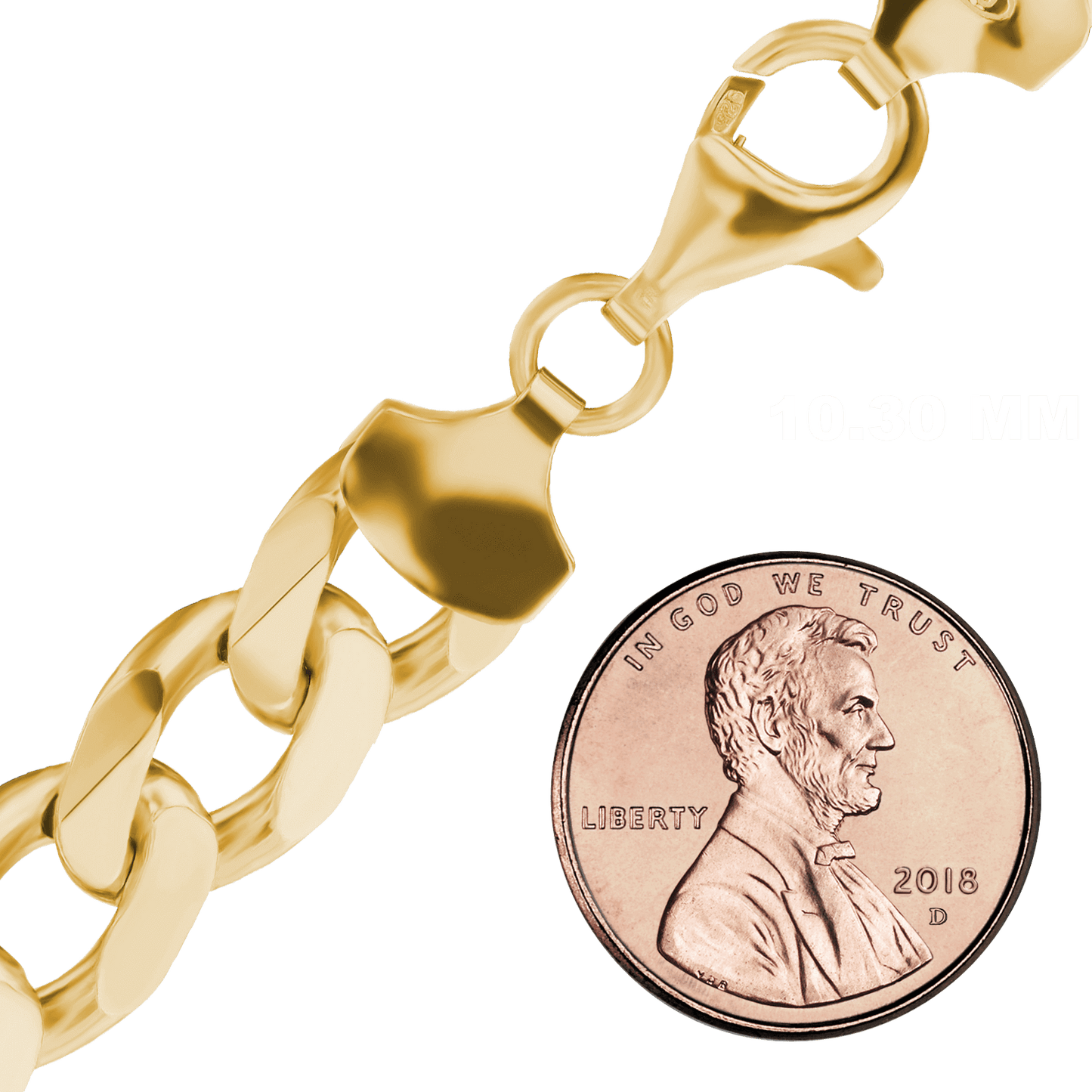 Klassische Panzerkette aus Sterlingsilber – 18-karätige Gelbgold-Veredelung