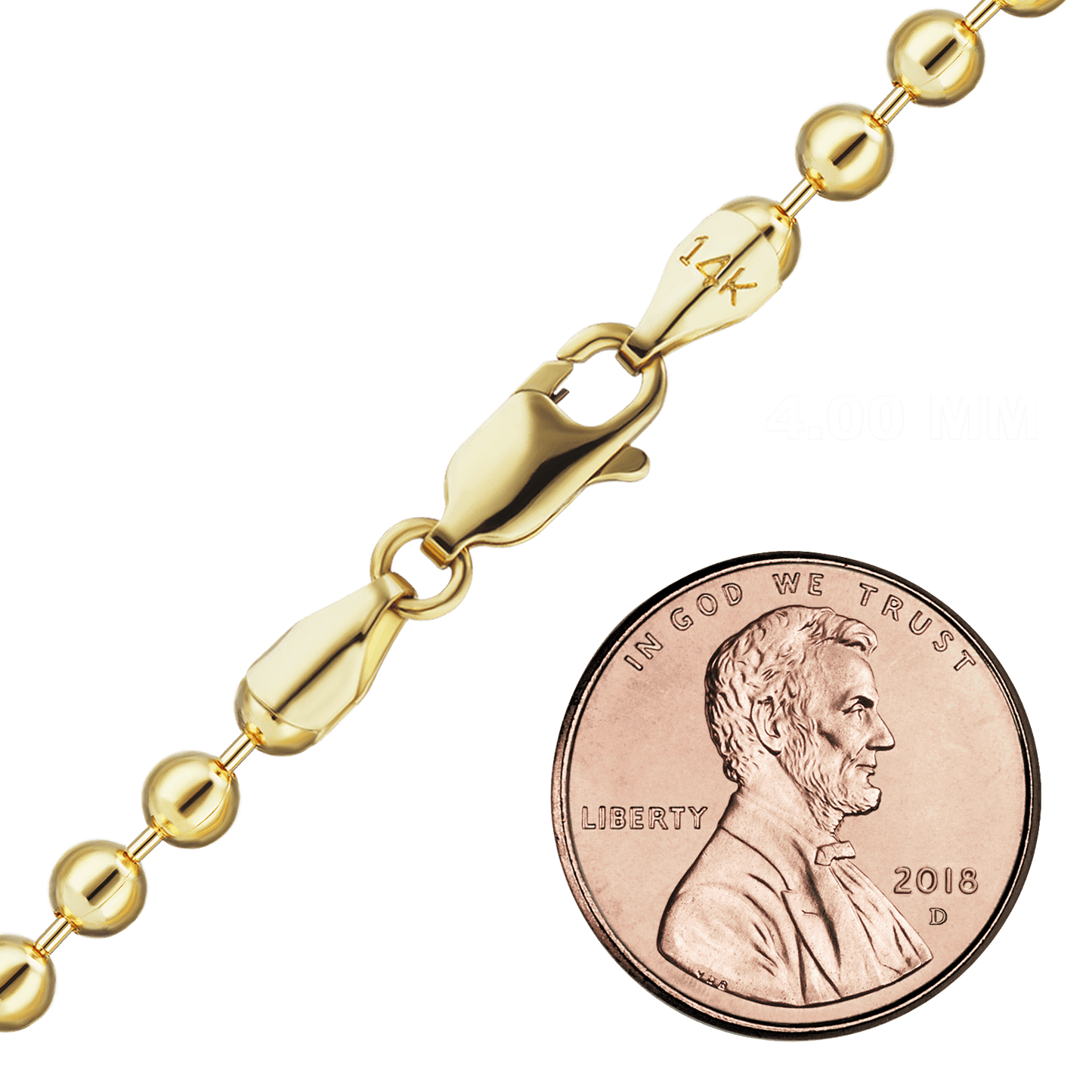 Round Bead Necklace 14K Yellow Gold