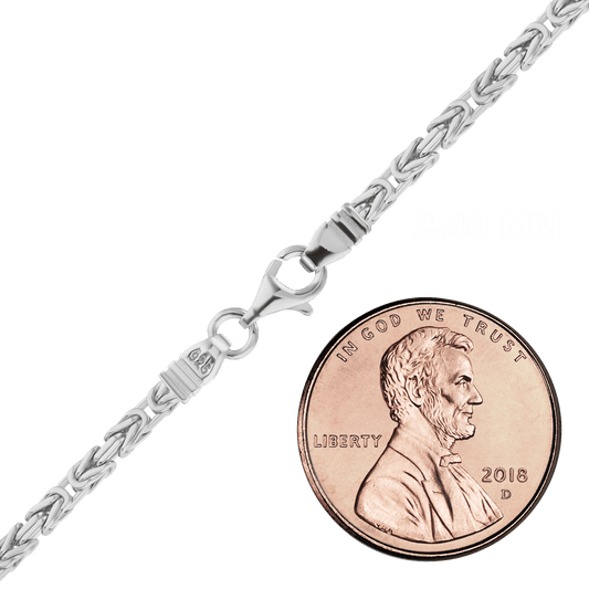 Quadratische, handgefertigte byzantinische Halskette aus Sterlingsilber