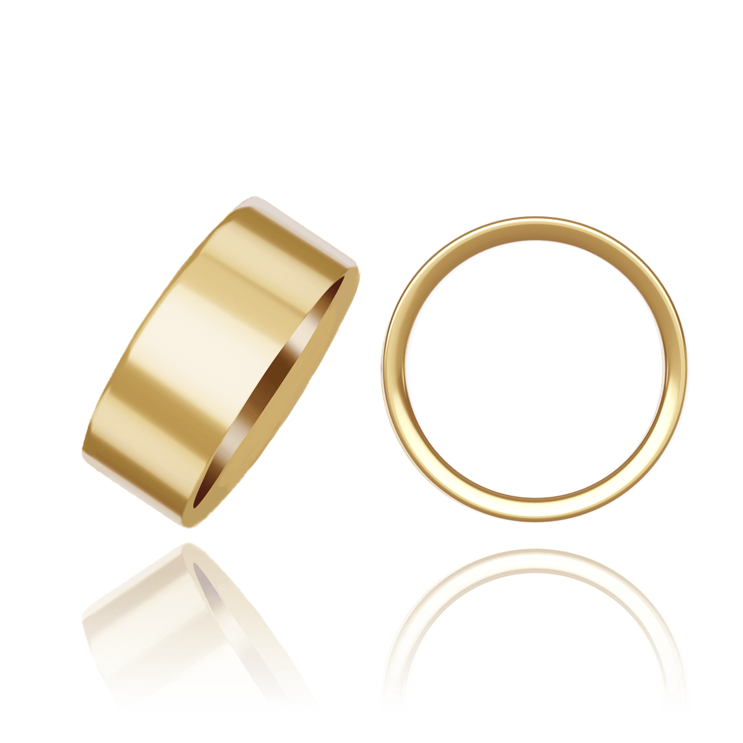 18K Yellow Gold Flat Medium Wedding Bands