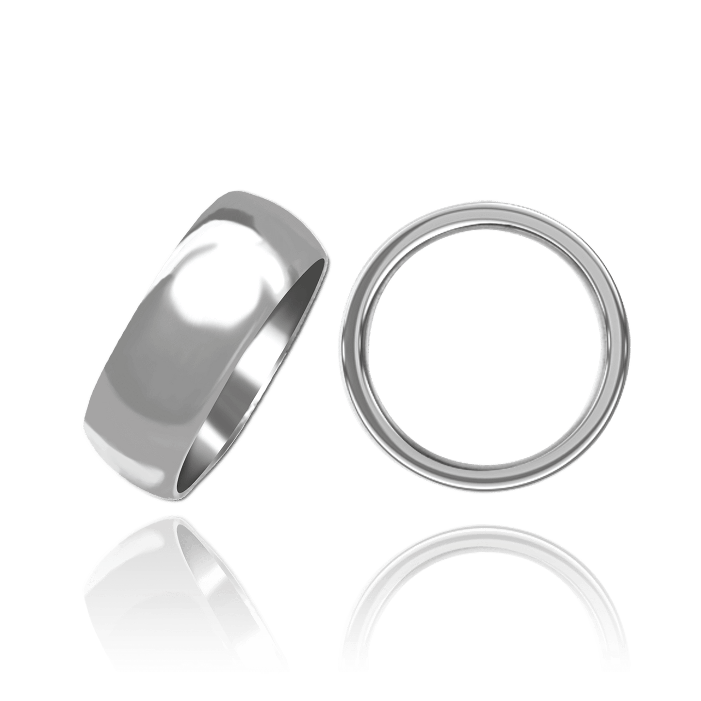18K White Gold Domed Medium Wedding Bands
