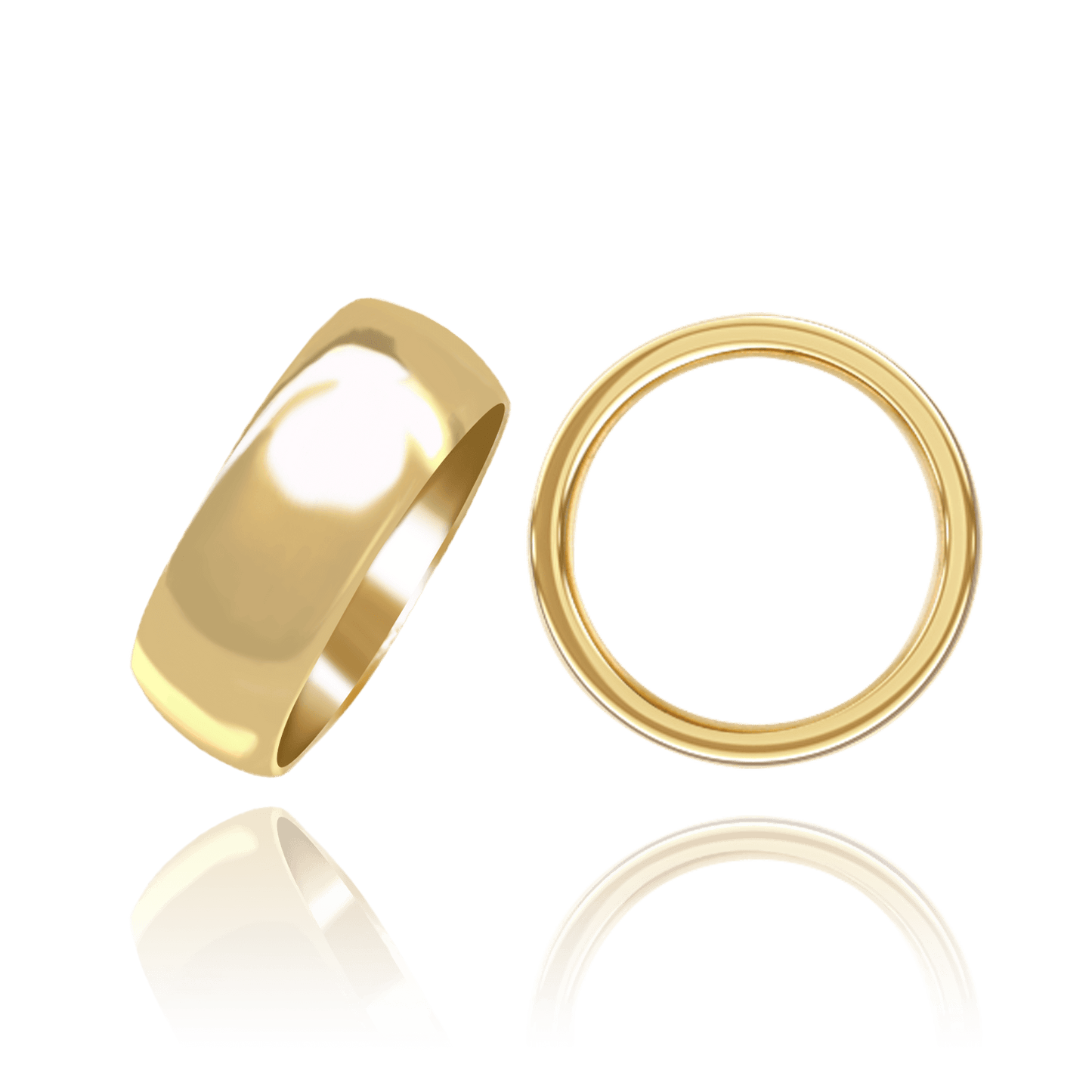 14K Yellow Gold Domed Wedding Bands