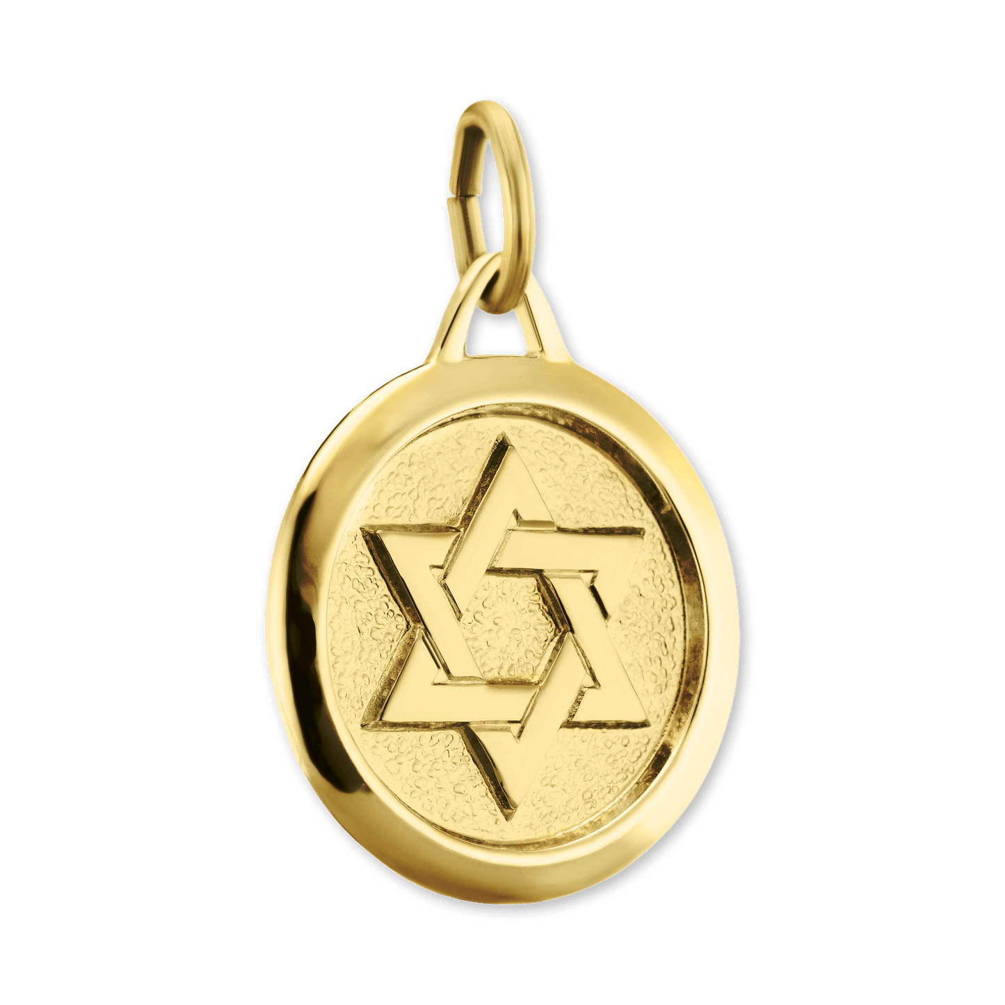 Star of David in Circle Pendant in 14K Yellow Gold