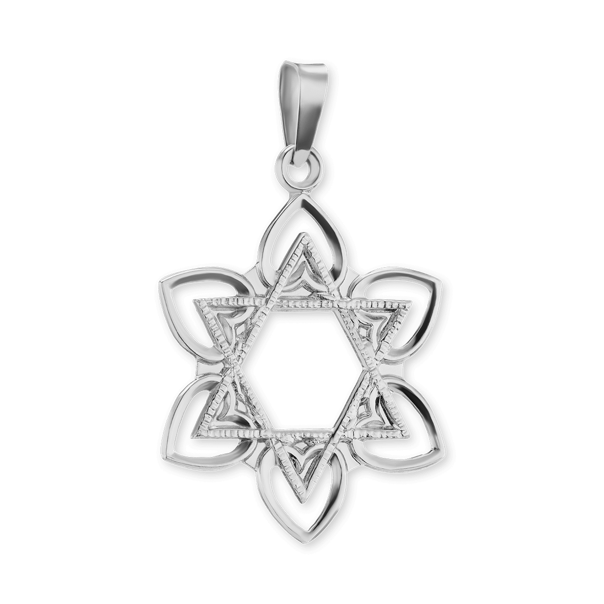 Davidstern-Anhänger mit Blume aus 14-karätigem Gelbgold