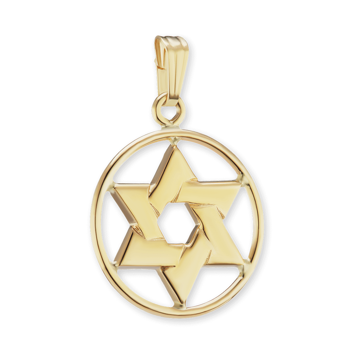 Star of David in Circle Pendant in 14K Yellow Gold