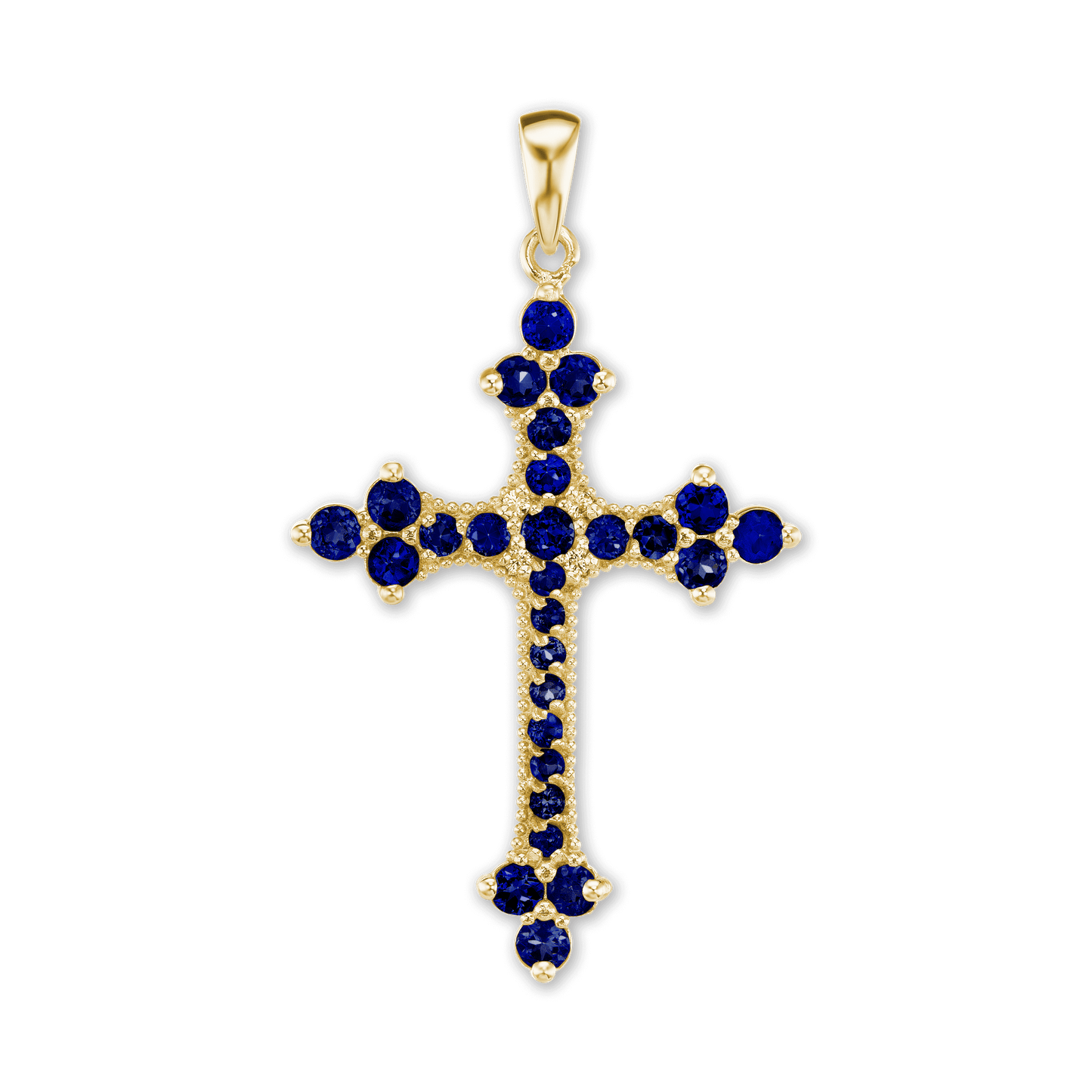 Trinity-Kreuz-Anhänger mit dunkelblauem Zirkonia in Sterlingsilber