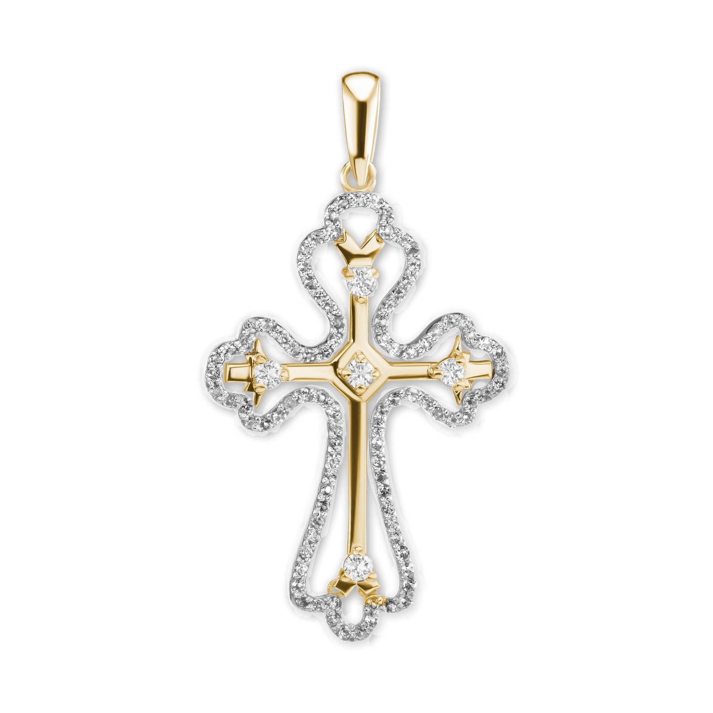 Kleeblatt-Kreuzanhänger mit Zirkonia in Sterlingsilber