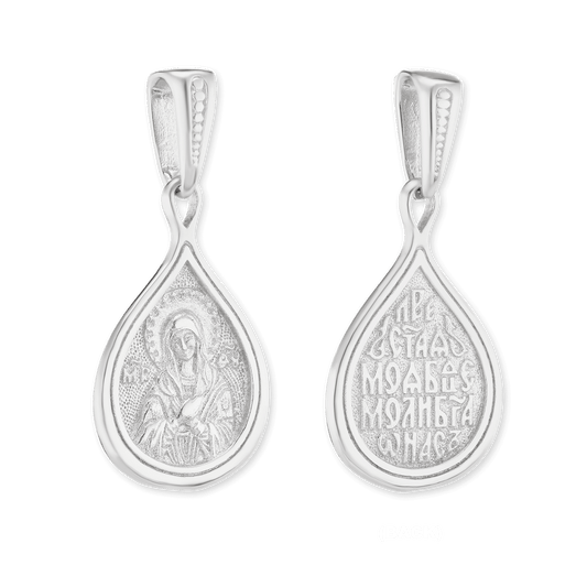 Virgin Mary Byzantine Double-Sided Pendant in Sterling Silver