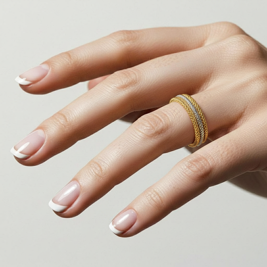 14-karätiger zweifarbiger, mehrlagiger Gold-Stretchring – 5 mm