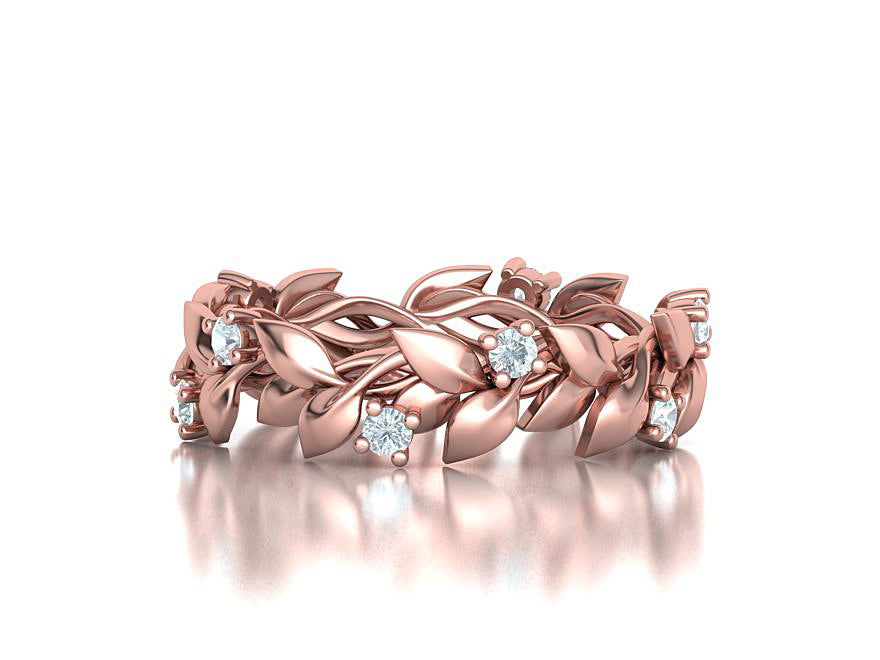 Floral Motif Eternity Ring with Diamonds