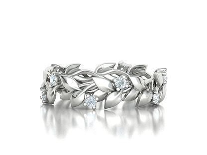 Floral Motif Eternity Ring with Diamonds