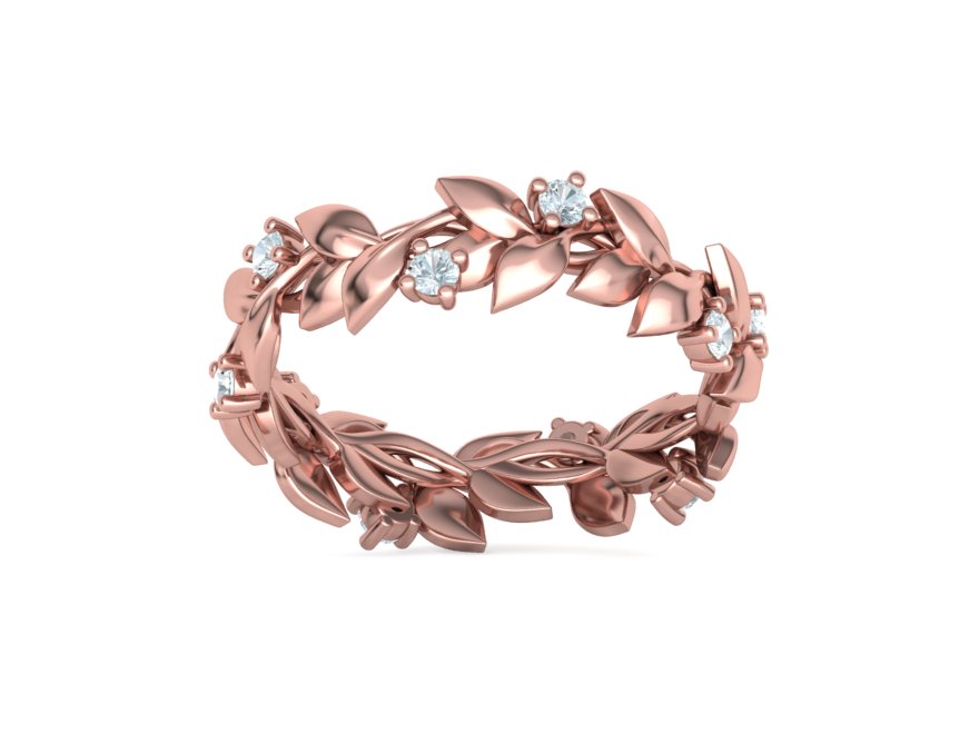 Floral Motif Eternity Ring with Diamonds