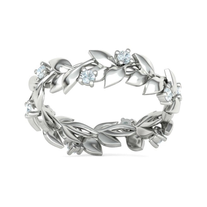 Floral Motif Eternity Ring with Diamonds