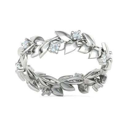 Floral Motif Eternity Ring with Diamonds
