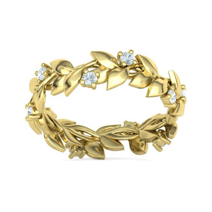 Floral Motif Eternity Ring with Diamonds