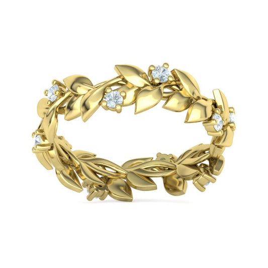 Floral Motif Eternity Ring with Diamonds