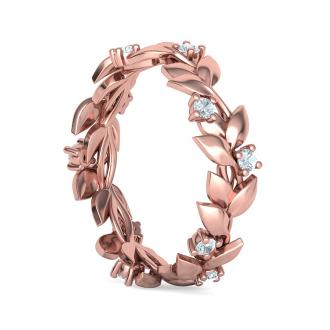 Floral Motif Eternity Ring with Diamonds