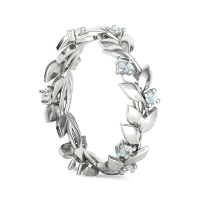 Floral Motif Eternity Ring with Diamonds