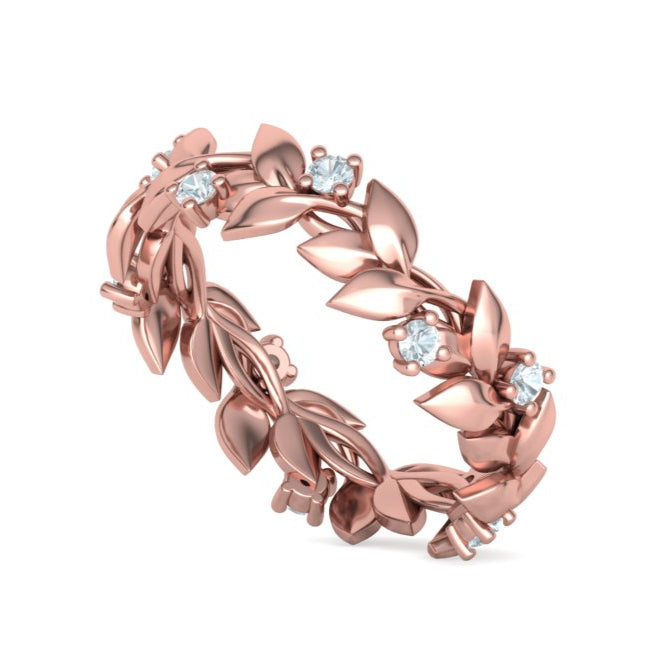 Floral Motif Eternity Ring with Diamonds