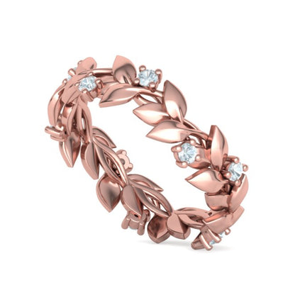Floral Motif Eternity Ring with Diamonds
