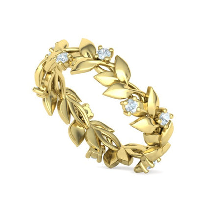 Floral Motif Eternity Ring with Diamonds