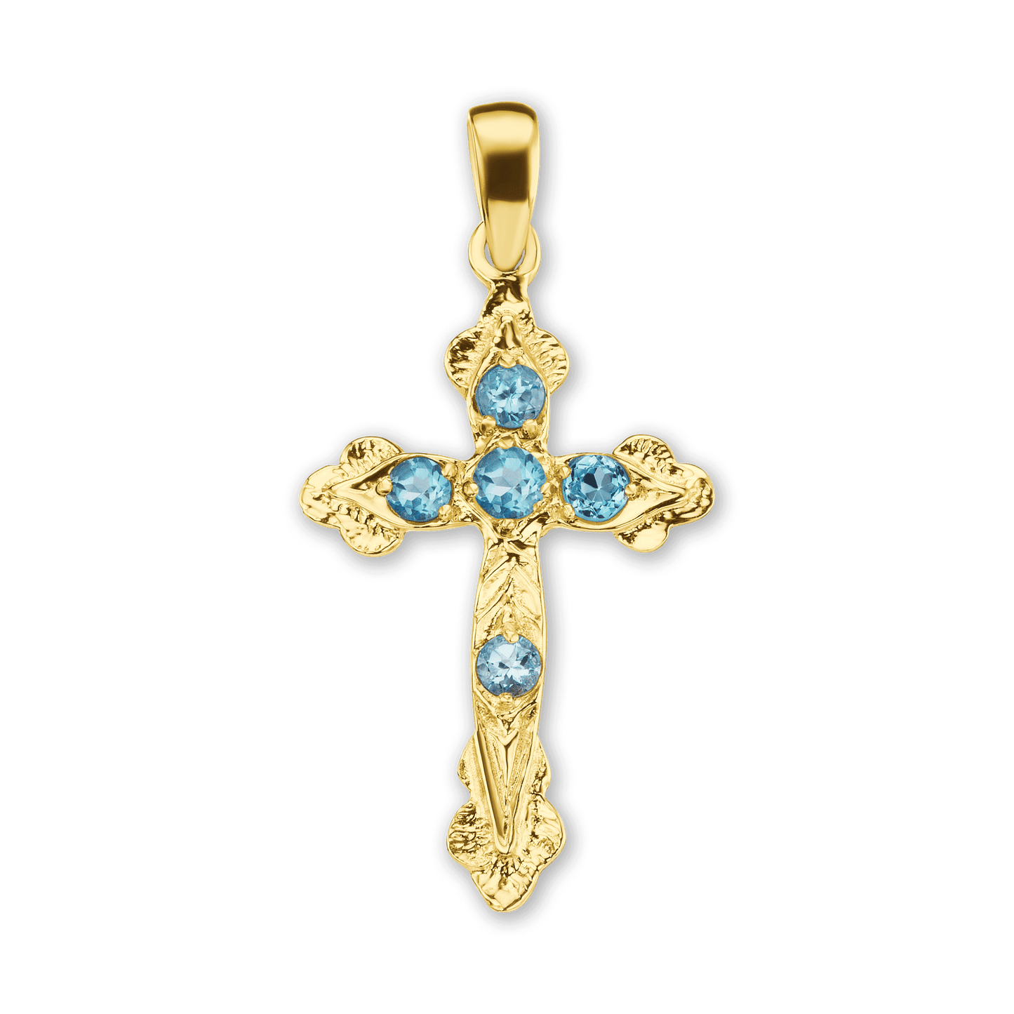 Apostelkreuz-Anhänger mit hellblauem Zirkonia in Sterlingsilber