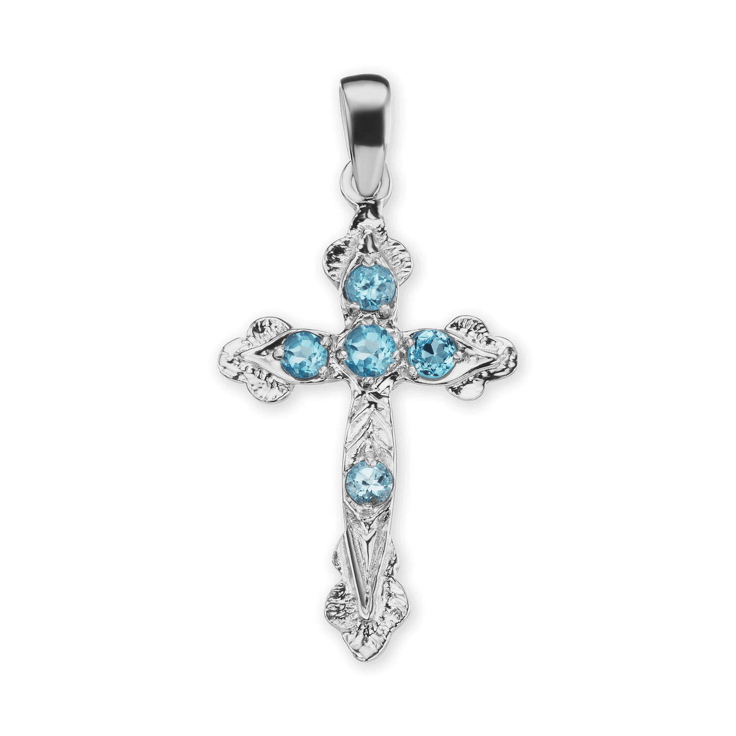 Apostelkreuz-Anhänger mit hellblauem Zirkonia in Sterlingsilber