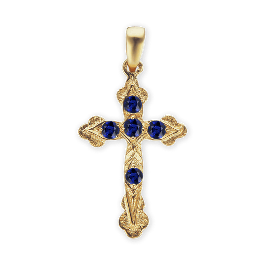 Apostelkreuz-Anhänger mit dunkelblauem Zirkonia in Sterlingsilber