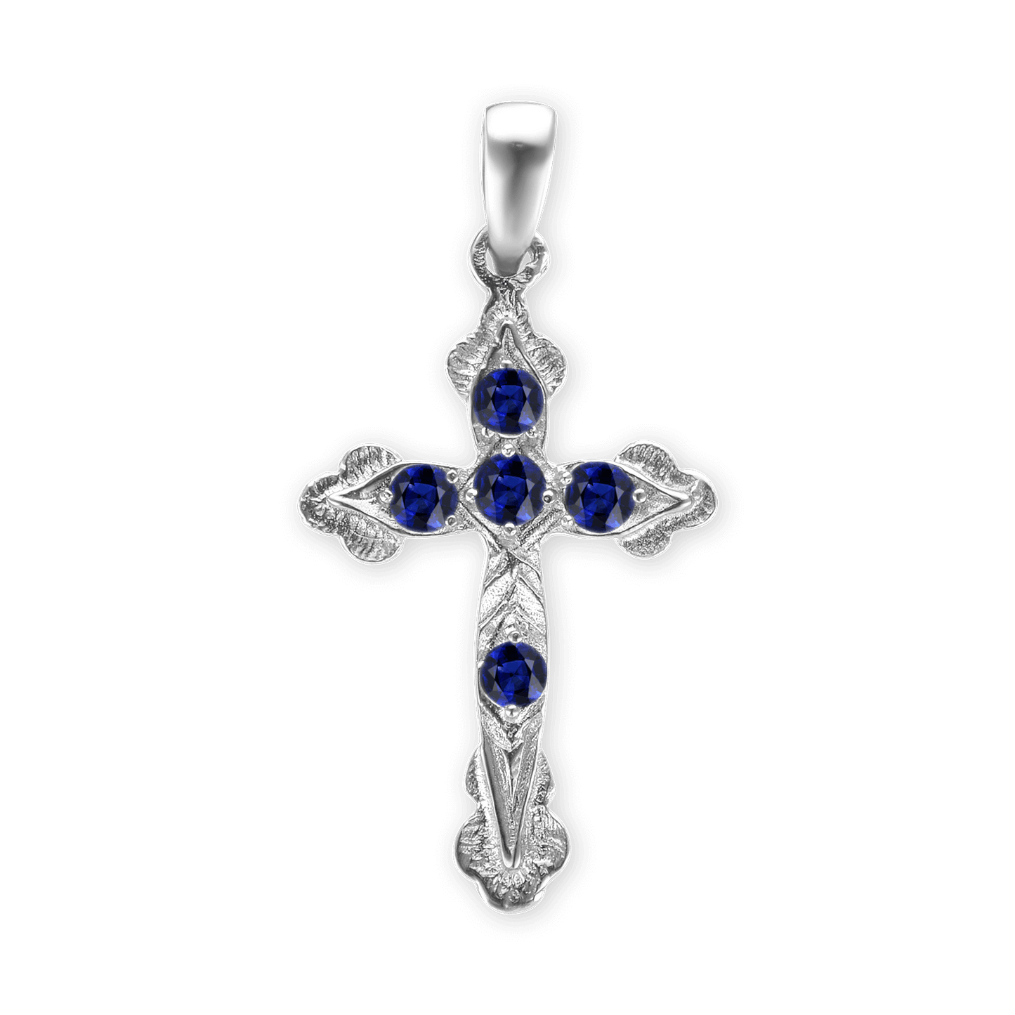 Apostelkreuz-Anhänger mit dunkelblauem Zirkonia in Sterlingsilber