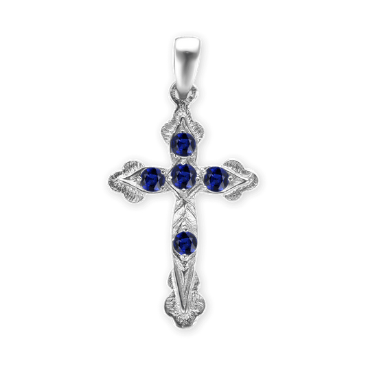 Apostelkreuz-Anhänger mit dunkelblauem Zirkonia in Sterlingsilber