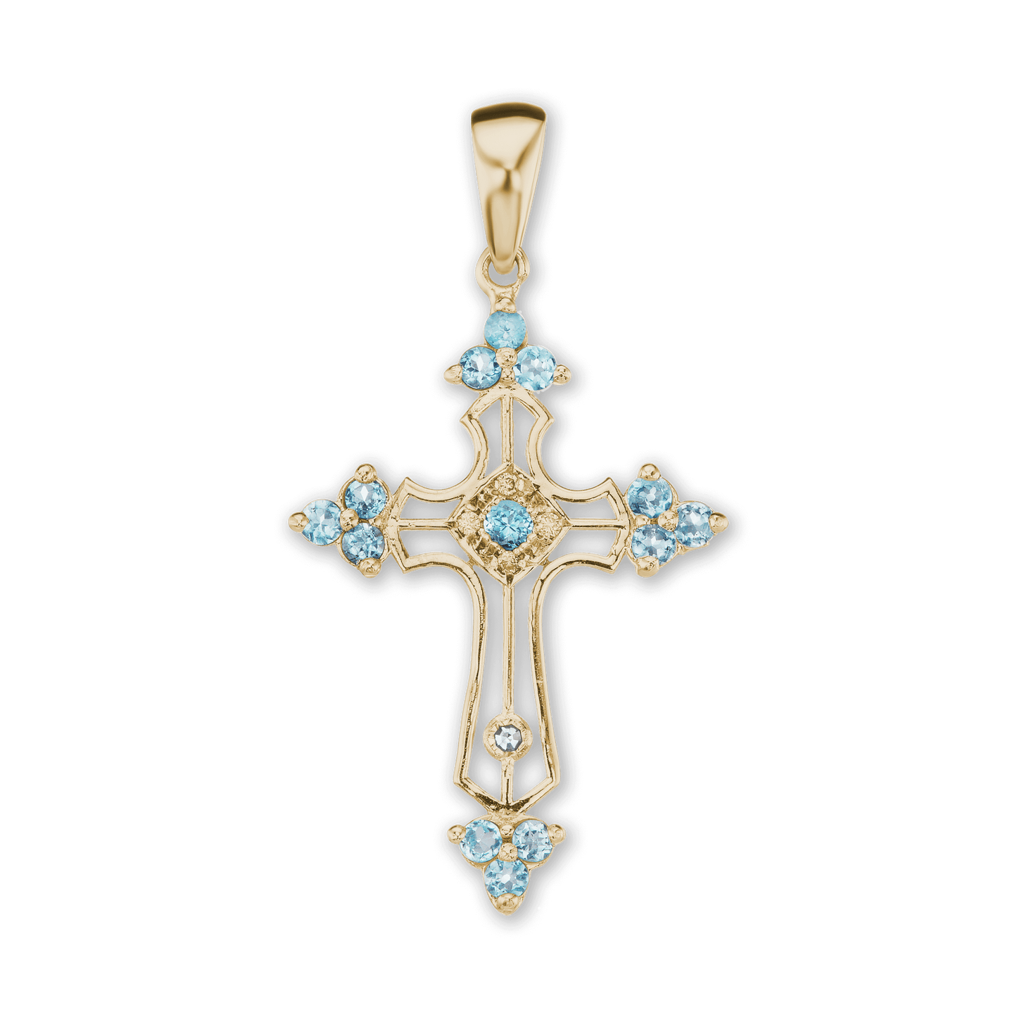 Trinity-Kreuz-Anhänger mit hellblauem Zirkonia in Sterlingsilber