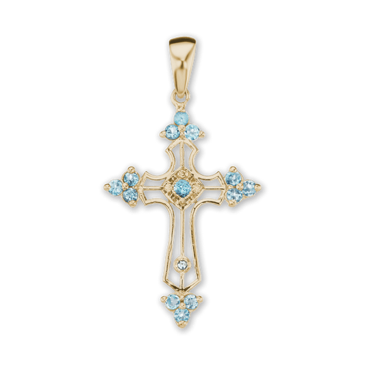 Trinity-Kreuz-Anhänger mit hellblauem Zirkonia in Sterlingsilber