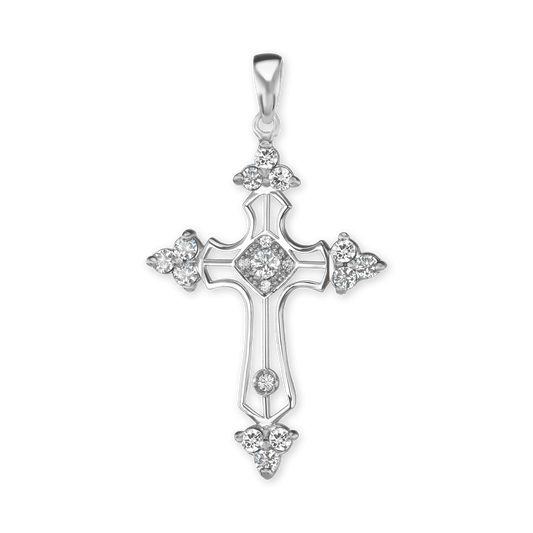 Trinity-Kreuz-Anhänger mit Zirkonia in Sterlingsilber