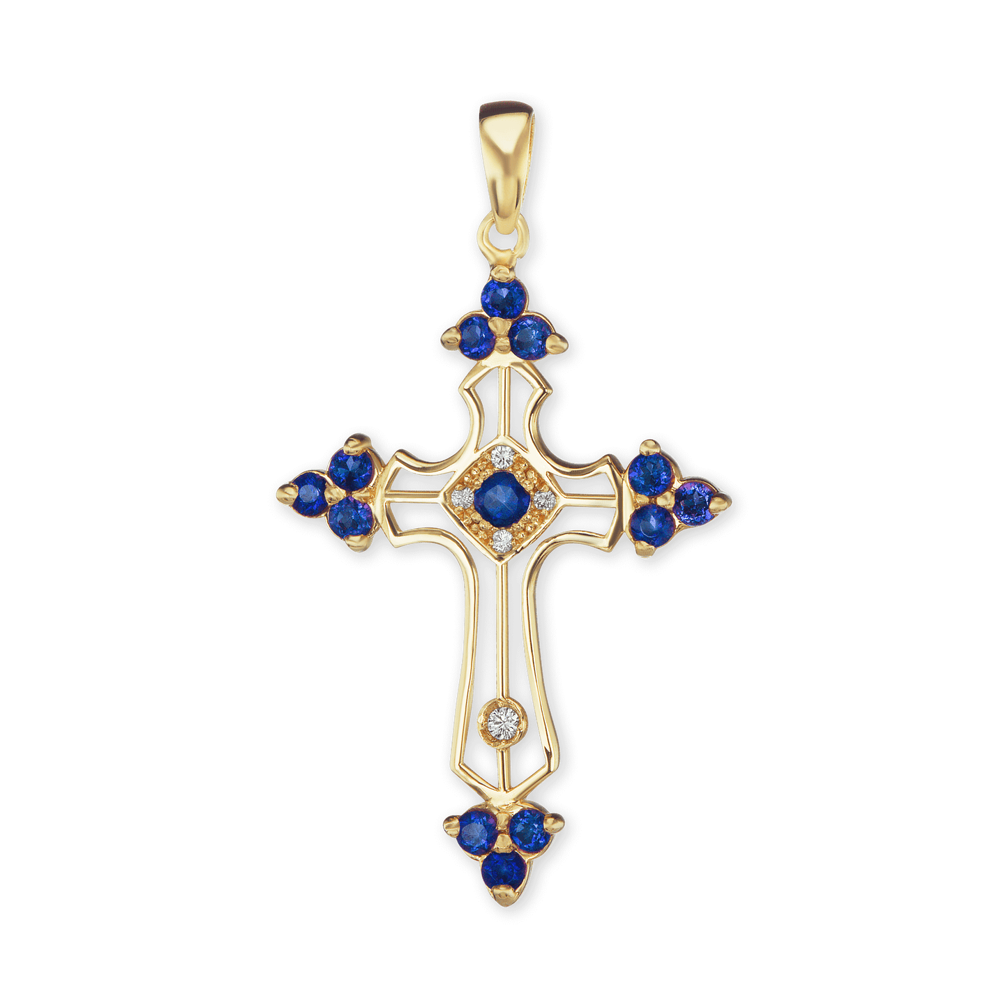 Trinity-Kreuz-Anhänger mit dunkelblauem Zirkonia in Sterlingsilber