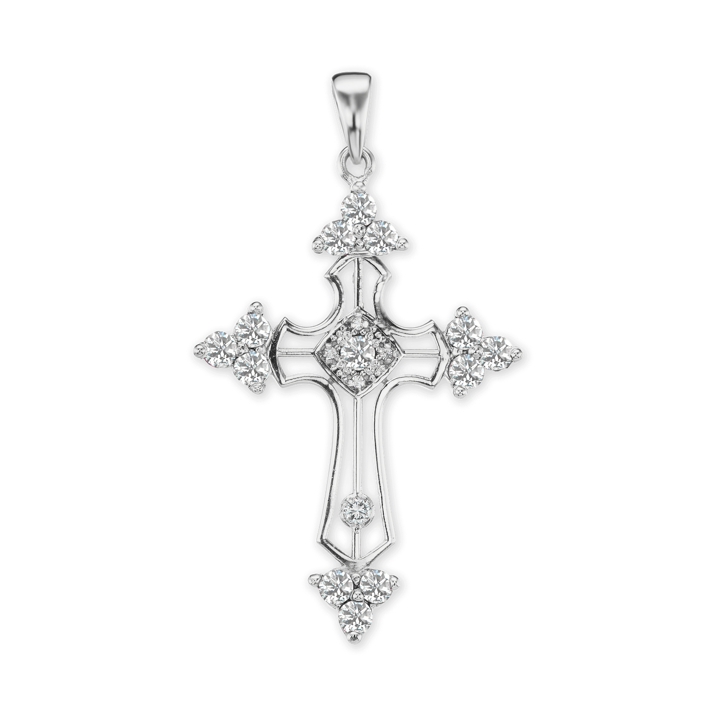 Trinity-Kreuz-Anhänger mit Zirkonia in Sterlingsilber