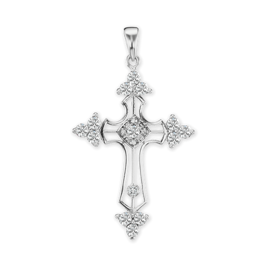 Trinity-Kreuz-Anhänger mit Zirkonia in Sterlingsilber
