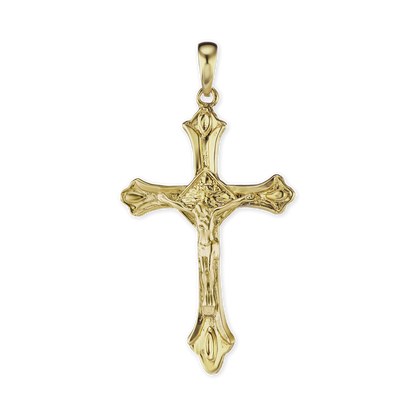 Kleeblatt-Kreuzanhänger aus 14-karätigem Gelbgold