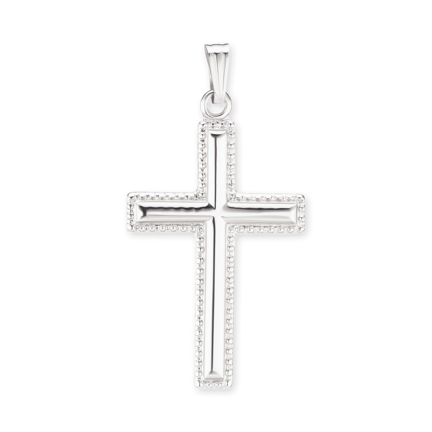 Klassischer Kreuzanhänger mit erhabenem Muster und detailliertem Rand aus 14-karätigem Gelbgold