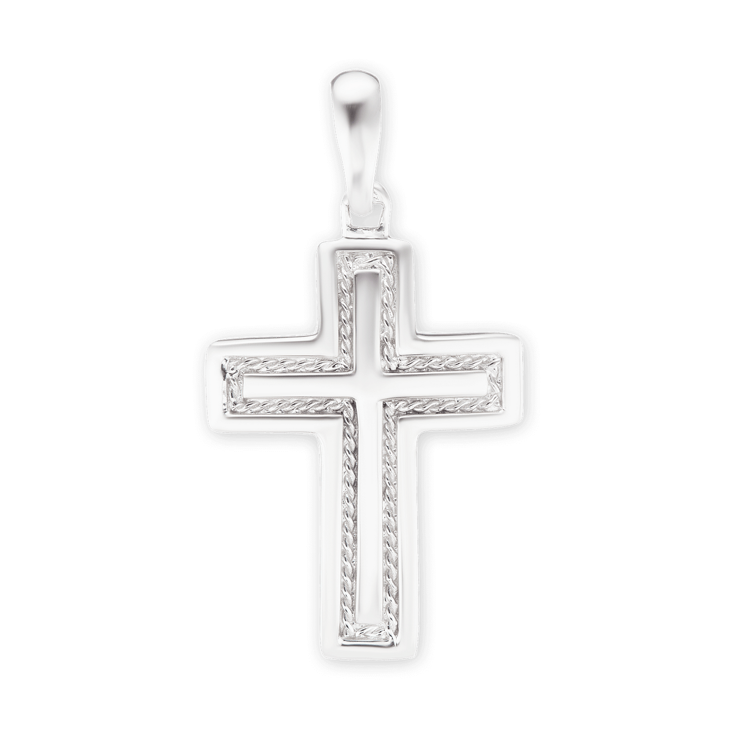Kreuzanhänger mit Seilmotiv aus Sterlingsilber